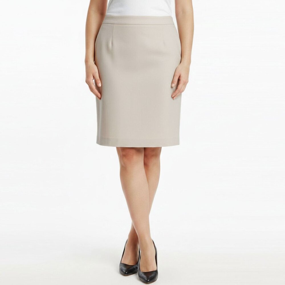 Jessica Pencil Skirt Office A Line Knee Length Beige Cream Lined Workwear Zipper